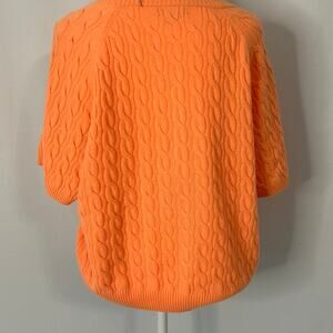 J.Crew Cashmere Sweater 2X Orange Cable Knit Short Sleeve Pullover Soft Luxe